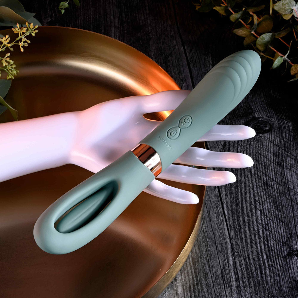 Evolved CHICK FLICK - Olive Green 24 cm USB Rechargeable Vibrator with Flicking Tip Evolved
