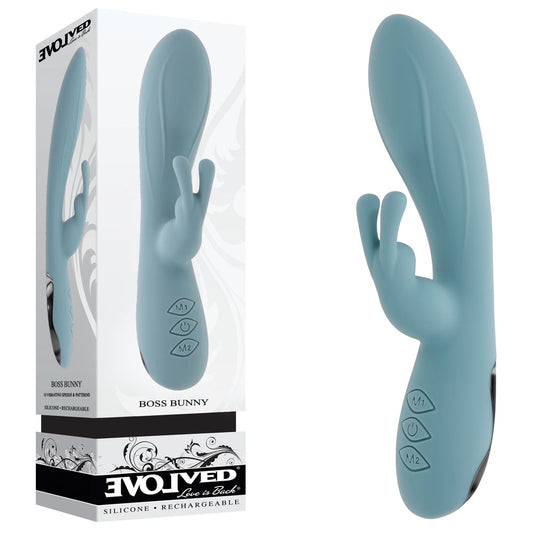 Evolved BOSS BUNNY - Baby Blue 20.1 cm USB Rechargeable Rabbit Vibrator Blue - Club X