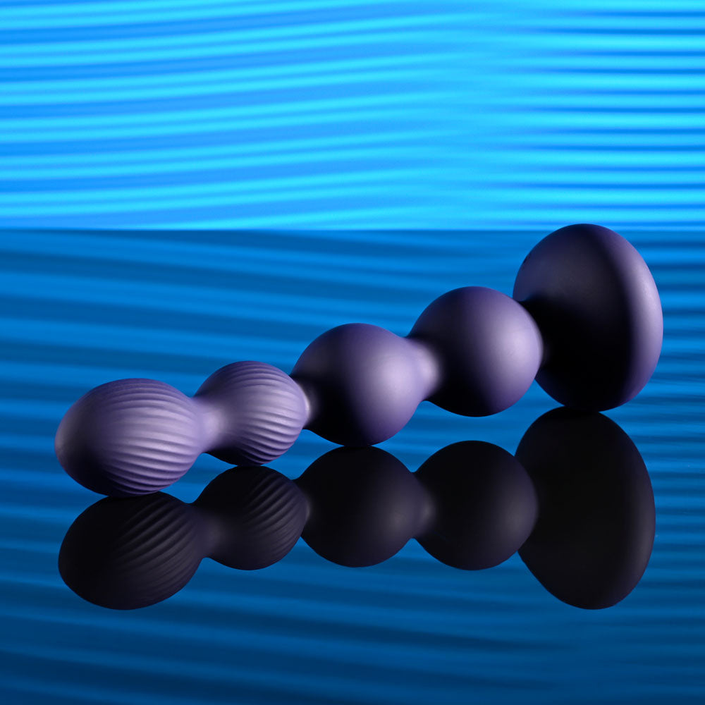 Evolved PLEASURE ORBIT - Navy Blue 17.8 cm USB Rechargeable Twirling & Vibrating Anal Beads with Remote Evolved