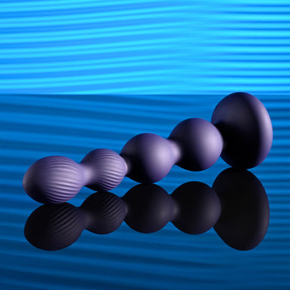 Evolved PLEASURE ORBIT - Navy Blue 17.8 cm USB Rechargeable Twirling & Vibrating Anal Beads with Remote Evolved