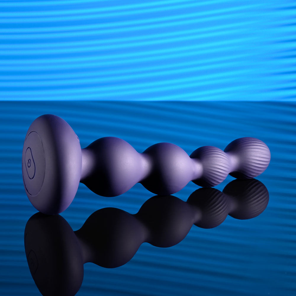 Evolved PLEASURE ORBIT - Navy Blue 17.8 cm USB Rechargeable Twirling & Vibrating Anal Beads with Remote Evolved