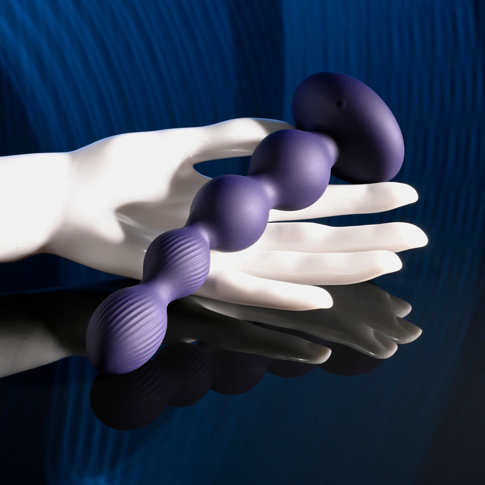 Evolved PLEASURE ORBIT - Navy Blue 17.8 cm USB Rechargeable Twirling & Vibrating Anal Beads with Remote Evolved