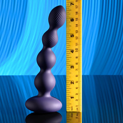 Evolved PLEASURE ORBIT - Navy Blue 17.8 cm USB Rechargeable Twirling & Vibrating Anal Beads with Remote Evolved