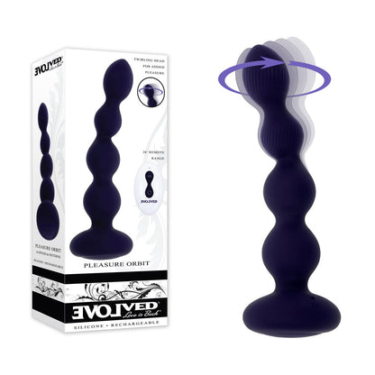 Evolved PLEASURE ORBIT - Navy Blue 17.8 cm USB Rechargeable Twirling & Vibrating Anal Beads with Remote Evolved