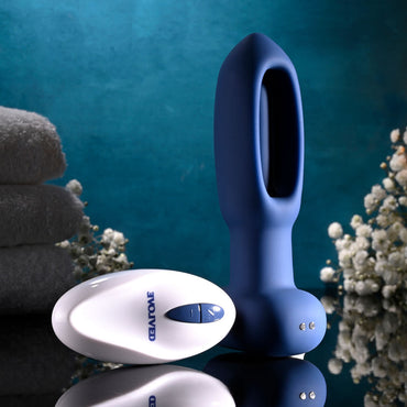 Evolved THE FLAPPER - Blue 14 cm USB Rechargeable Vibrating and Flapping Butt Plug with Remote Evolved