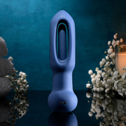 Evolved THE FLAPPER - Blue 14 cm USB Rechargeable Vibrating and Flapping Butt Plug with Remote Evolved