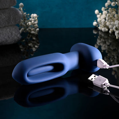 Evolved THE FLAPPER - Blue 14 cm USB Rechargeable Vibrating and Flapping Butt Plug with Remote Evolved