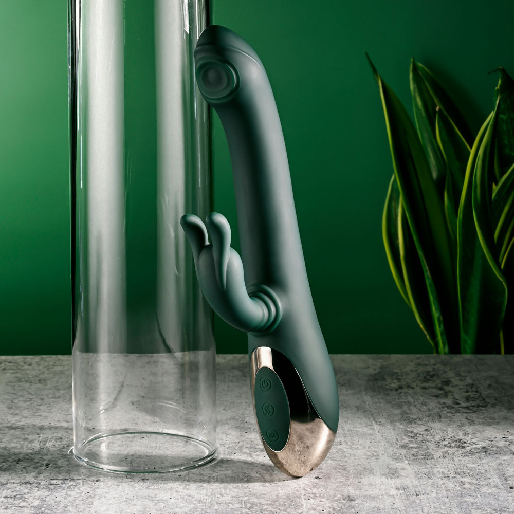 Evolved RABBIT TAP TAP - Green 25 cm USB Rechargeable Rabbit Vibrator with Tapping Tip Evolved