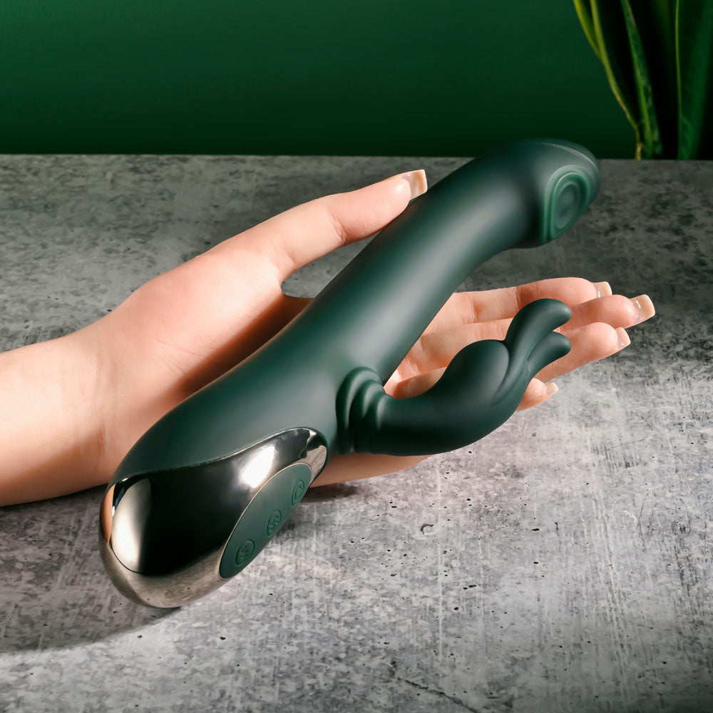 Evolved RABBIT TAP TAP - Green 25 cm USB Rechargeable Rabbit Vibrator with Tapping Tip Evolved