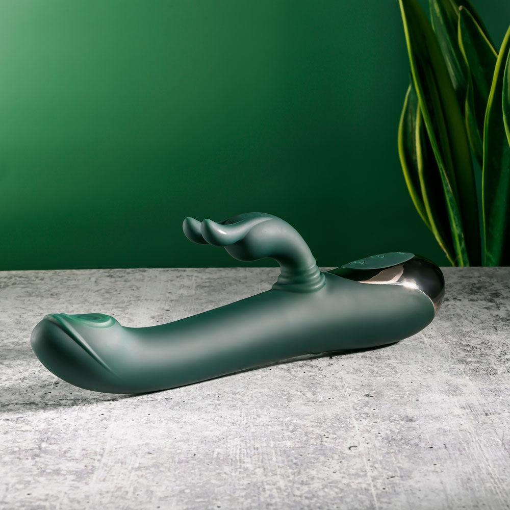 Evolved RABBIT TAP TAP - Green 25 cm USB Rechargeable Rabbit Vibrator with Tapping Tip Evolved