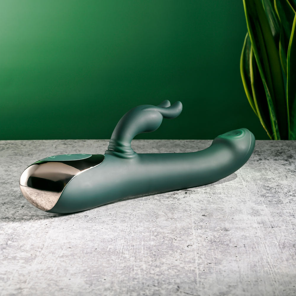 Evolved RABBIT TAP TAP - Green 25 cm USB Rechargeable Rabbit Vibrator with Tapping Tip Evolved