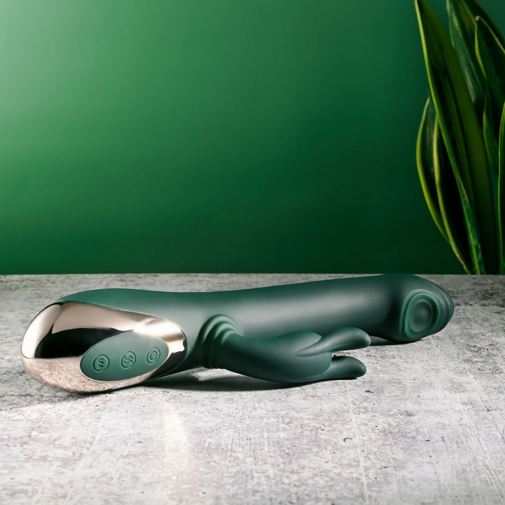 Evolved RABBIT TAP TAP - Green 25 cm USB Rechargeable Rabbit Vibrator with Tapping Tip Evolved