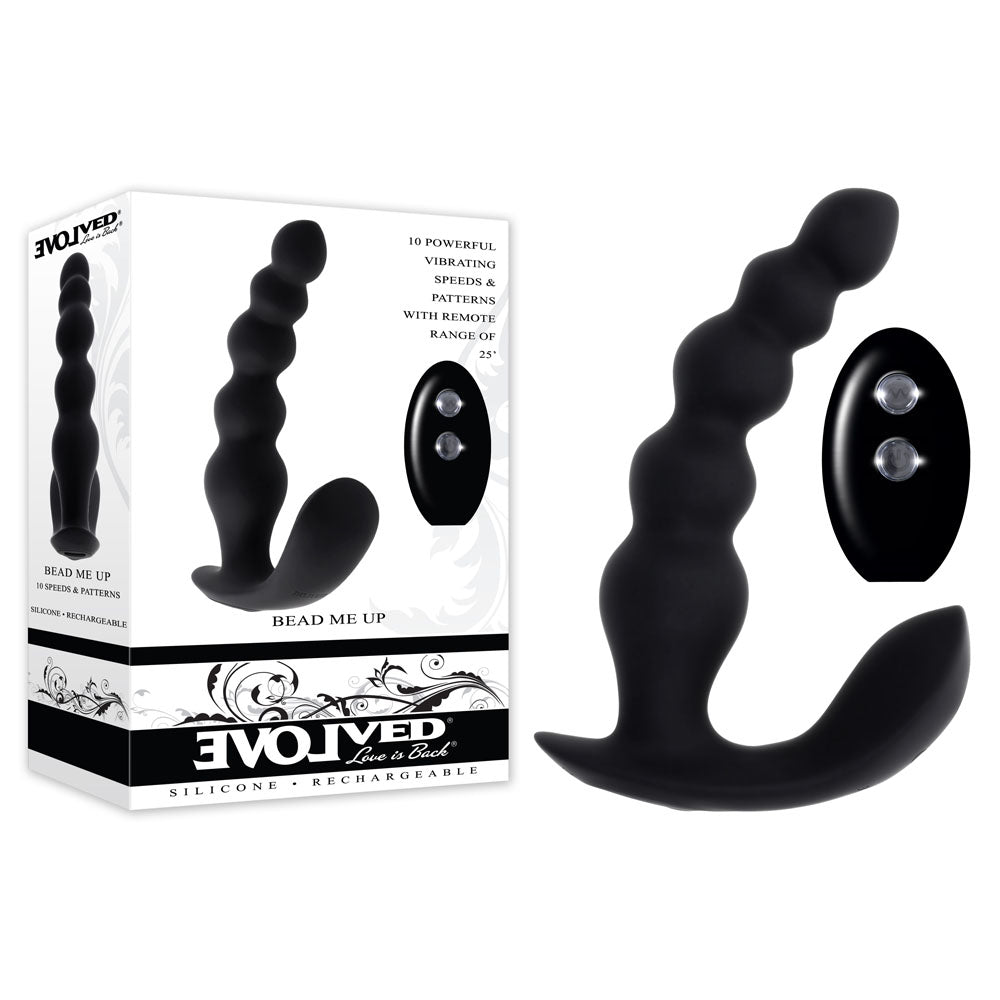 Evolved BEAD ME UP - Black 16.8 cm USB Rechargeable Vibrating Anal Beads with Wireless Remote Evolved