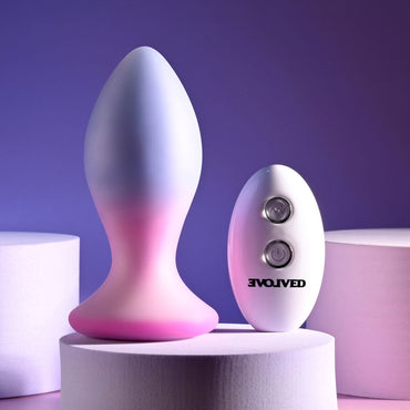 Evolved PARADISE PLUG - Pink/Purple 10.5 cm USB Rechargeable Vibrating Butt Plug with Wireless Remote Evolved
