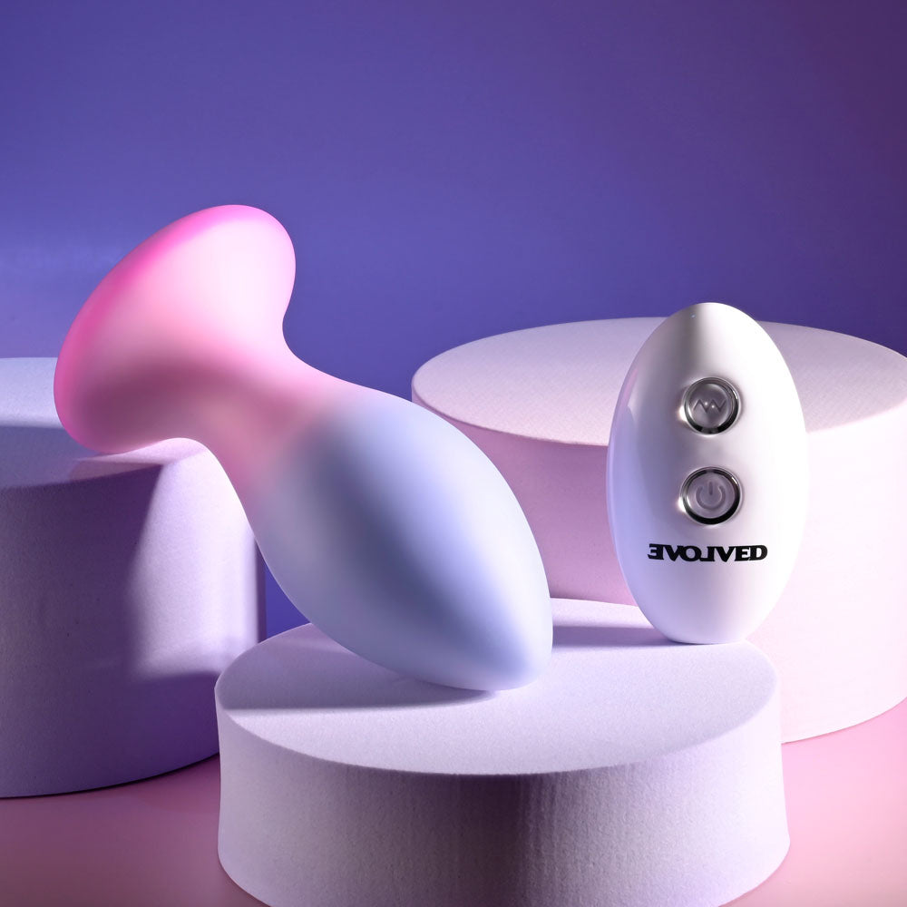 Evolved PARADISE PLUG - Pink/Purple 10.5 cm USB Rechargeable Vibrating Butt Plug with Wireless Remote Evolved