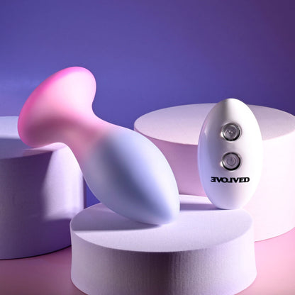Evolved PARADISE PLUG - Pink/Purple 10.5 cm USB Rechargeable Vibrating Butt Plug with Wireless Remote Evolved