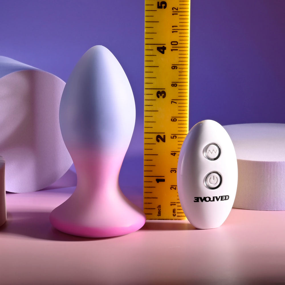 Evolved PARADISE PLUG - Pink/Purple 10.5 cm USB Rechargeable Vibrating Butt Plug with Wireless Remote Evolved