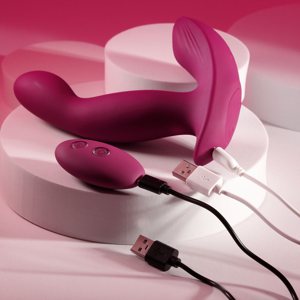 Evolved COME ON OVER - Burgundy Red 15.9 cm USB Rechargeable Vibrator with Wireless Remote Evolved