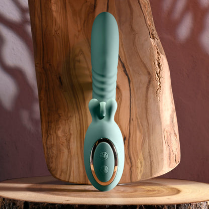 Evolved THRUST INTO ECSTASY - Green 21 cm USB Rechargeable Thrusting & Rotating Vibrator Evolved