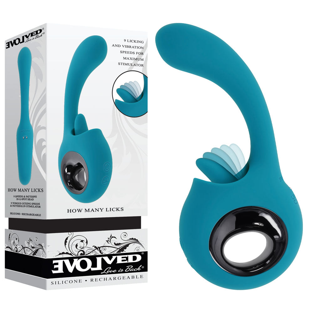 Evolved HOW MANY LICKS - Blue 17.8 cm USB Rechargeable Vibrator with Flicking Stimulator Blue - Club X