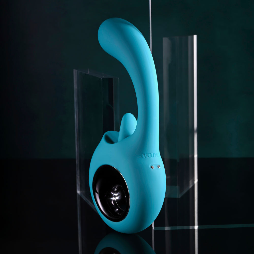 Evolved HOW MANY LICKS - Blue 17.8 cm USB Rechargeable Vibrator with Flicking Stimulator Evolved