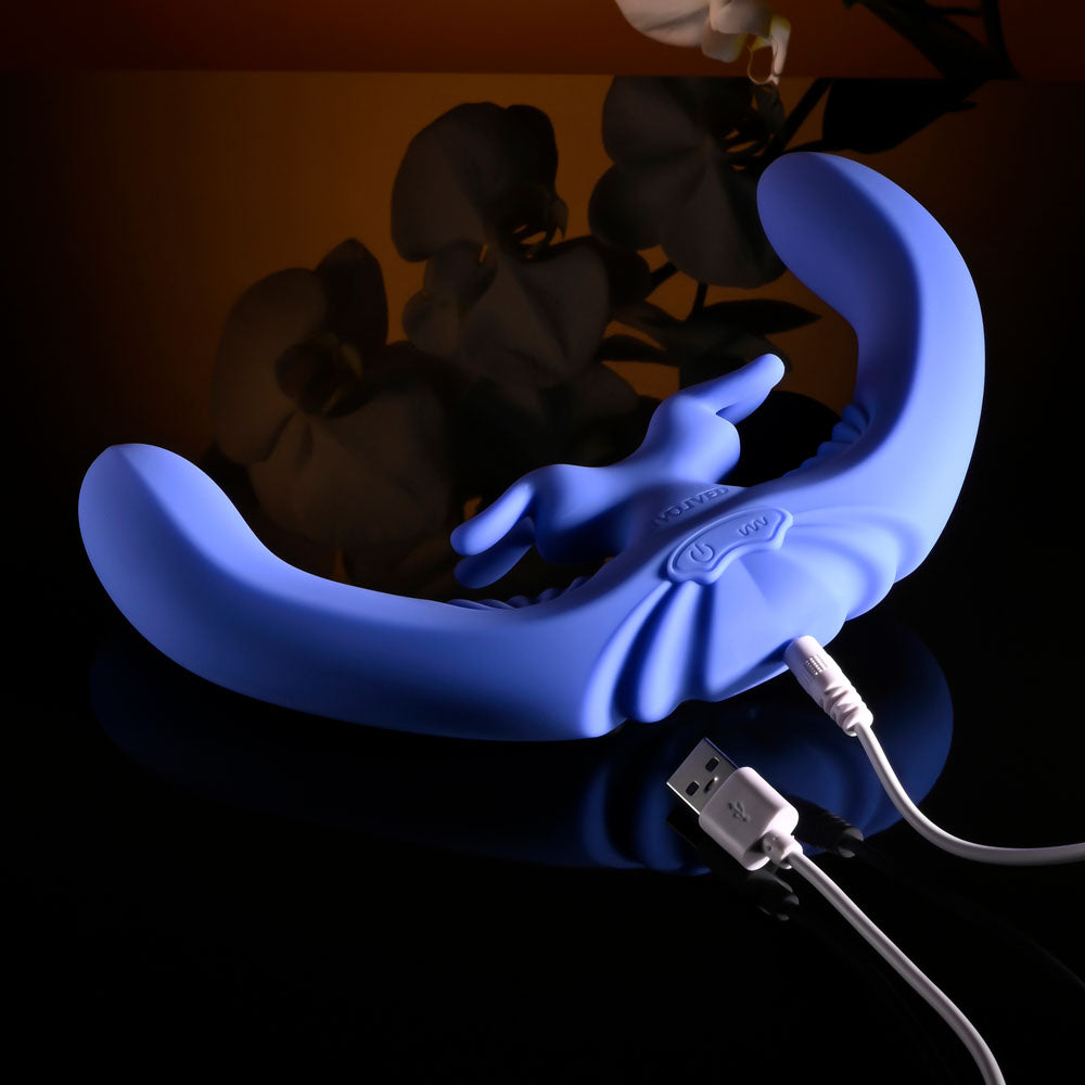 Evolved LOVEBIRDS - Purple 20.8 cm USB Rechargeable Double-Ended Rabbit Vibrator with Remote Evolved