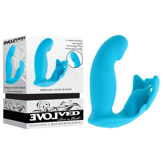 Evolved SPREAD YOUR WINGS - Blue USB Rechargeable Wearable Butterfly Vibrator Blue - Club X