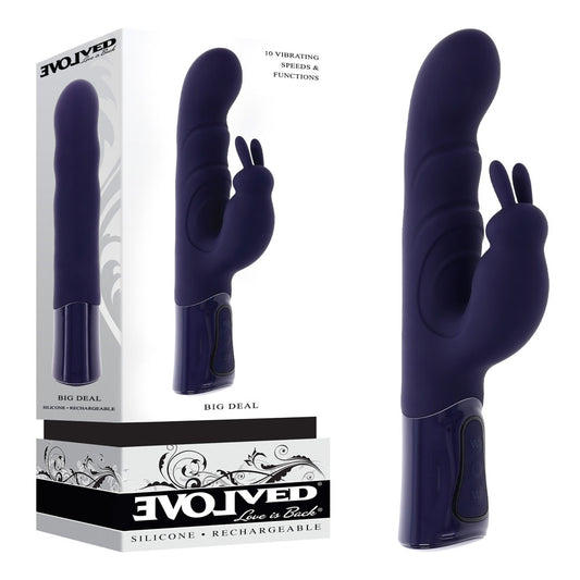 Evolved BIG DEAL - Purple 25.7 cm USB Rechargeable Rabbit Vibrator Purple - Club X