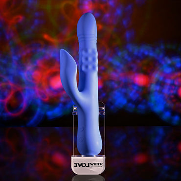 Evolved POP GOES THE O - Purple 24.7 cm USB Rechargeable Thrusting & Bulging Rabbit Vibrator Evolved