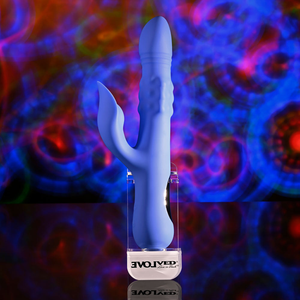 Evolved POP GOES THE O - Purple 24.7 cm USB Rechargeable Thrusting & Bulging Rabbit Vibrator Evolved