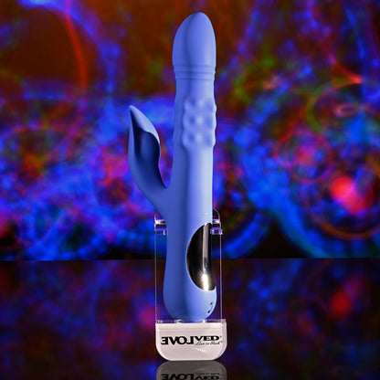 Evolved POP GOES THE O - Purple 24.7 cm USB Rechargeable Thrusting & Bulging Rabbit Vibrator Evolved