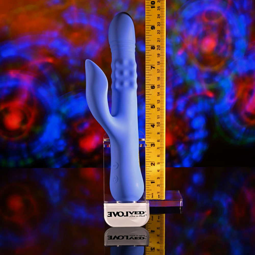 Evolved POP GOES THE O - Purple 24.7 cm USB Rechargeable Thrusting & Bulging Rabbit Vibrator Evolved