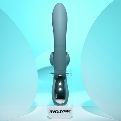 Evolved TAKE YOUR FLICK - Grey 24.1 cm USB Rechargeable Vibrator with Flicking Clitoral Stimulator Evolved