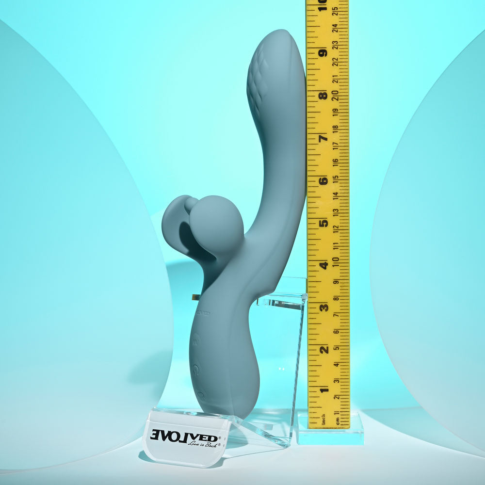 Evolved TAKE YOUR FLICK - Grey 24.1 cm USB Rechargeable Vibrator with Flicking Clitoral Stimulator Evolved