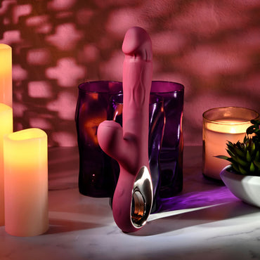 Evolved BURSTING WITH PLEASURE - Red 25.4 cm USB Rechargeable Vibrator with Tapping Clitoral Stimulator Evolved
