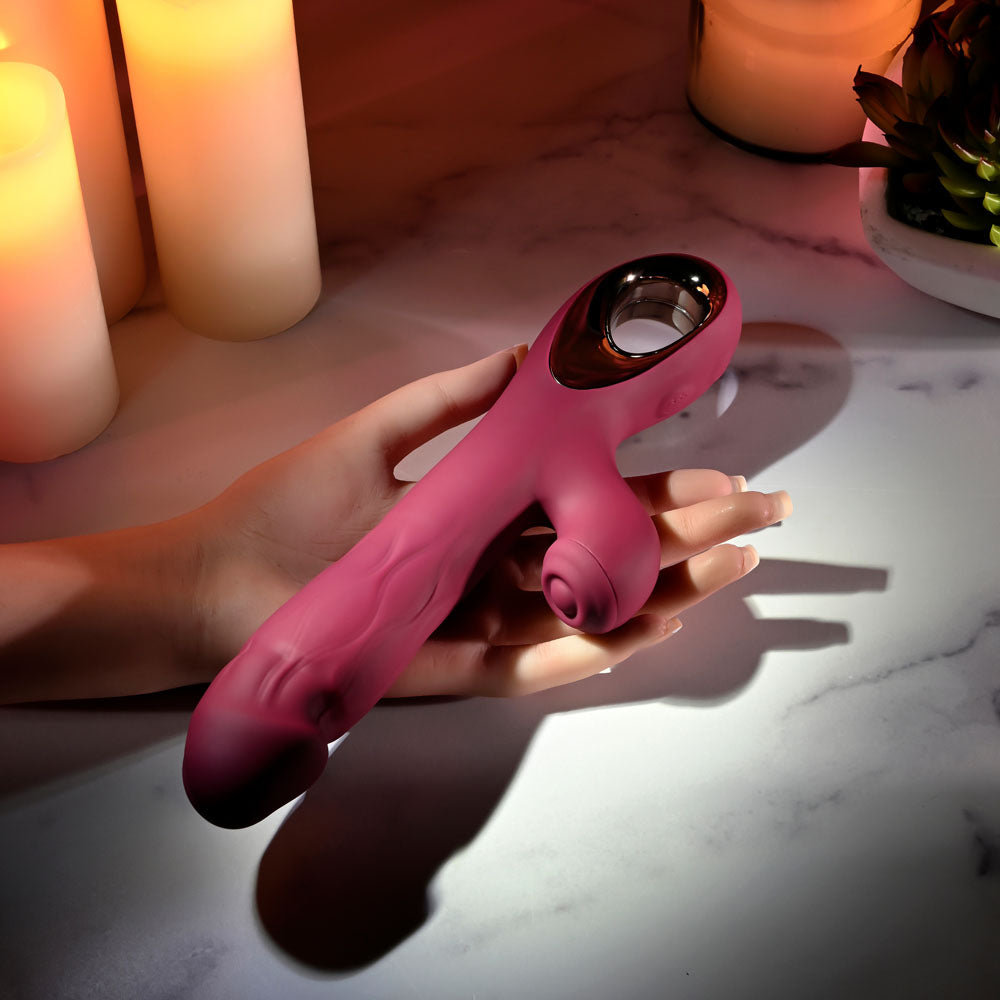 Evolved BURSTING WITH PLEASURE - Red 25.4 cm USB Rechargeable Vibrator with Tapping Clitoral Stimulator Evolved
