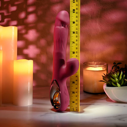 Evolved BURSTING WITH PLEASURE - Red 25.4 cm USB Rechargeable Vibrator with Tapping Clitoral Stimulator Evolved