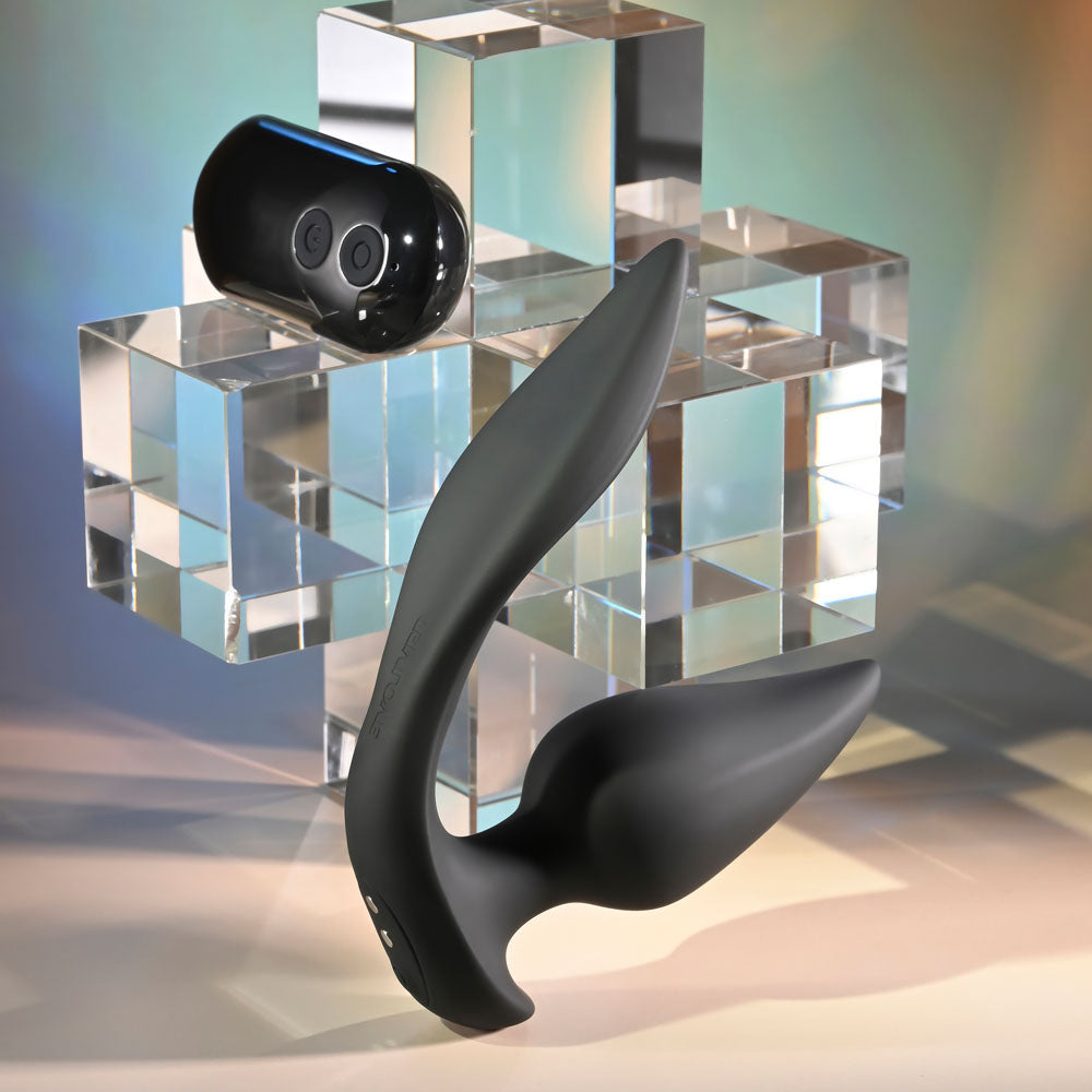 Evolved THE GENIE - Black 11.2 cm USB Rechargeable Vibrating Plug with Wireless Remote Evolved