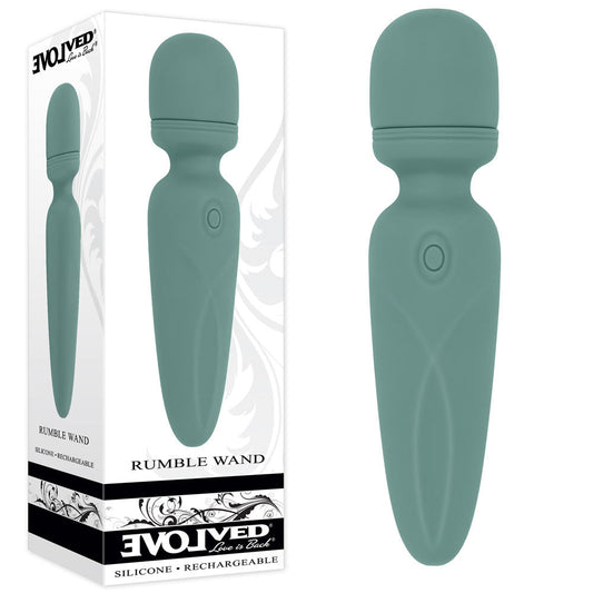 Evolved RUMBLE WAND - Olive Green 13.4 USB Rechargeable Mini Massage Wand Green - Club X