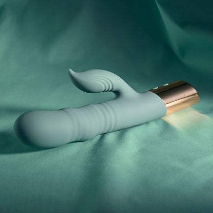 Evolved THE SHIMMY - Green USB Rechargeable Thrusting Rabbit Vibrator Evolved