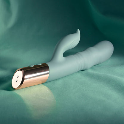 Evolved THE SHIMMY - Green USB Rechargeable Thrusting Rabbit Vibrator Evolved