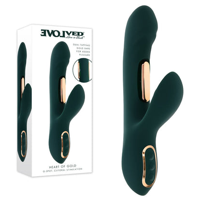 Evolved HEART OF GOLD - Green USB Rechargeable Rabbit Vibrator Evolved