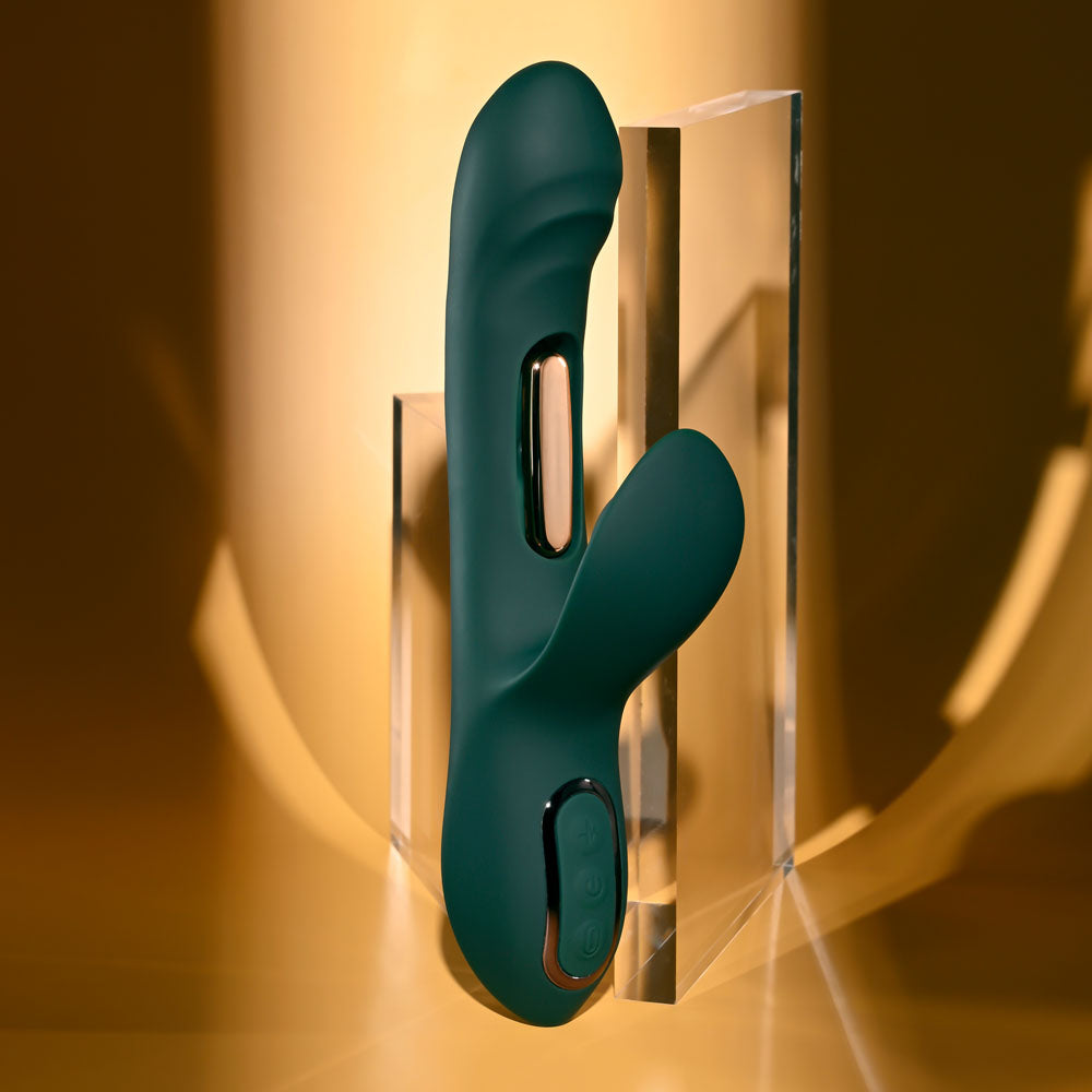 Evolved HEART OF GOLD - Green USB Rechargeable Rabbit Vibrator Evolved
