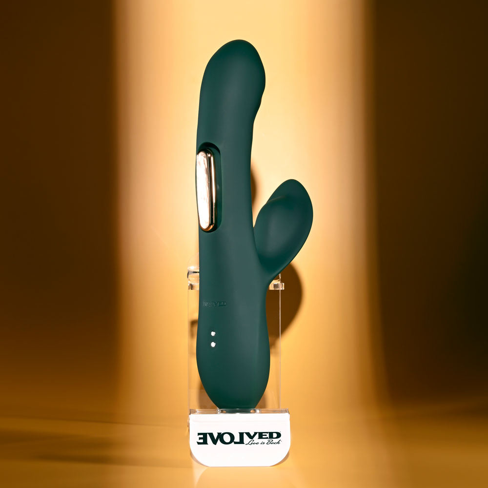 Evolved HEART OF GOLD - Green USB Rechargeable Rabbit Vibrator Evolved