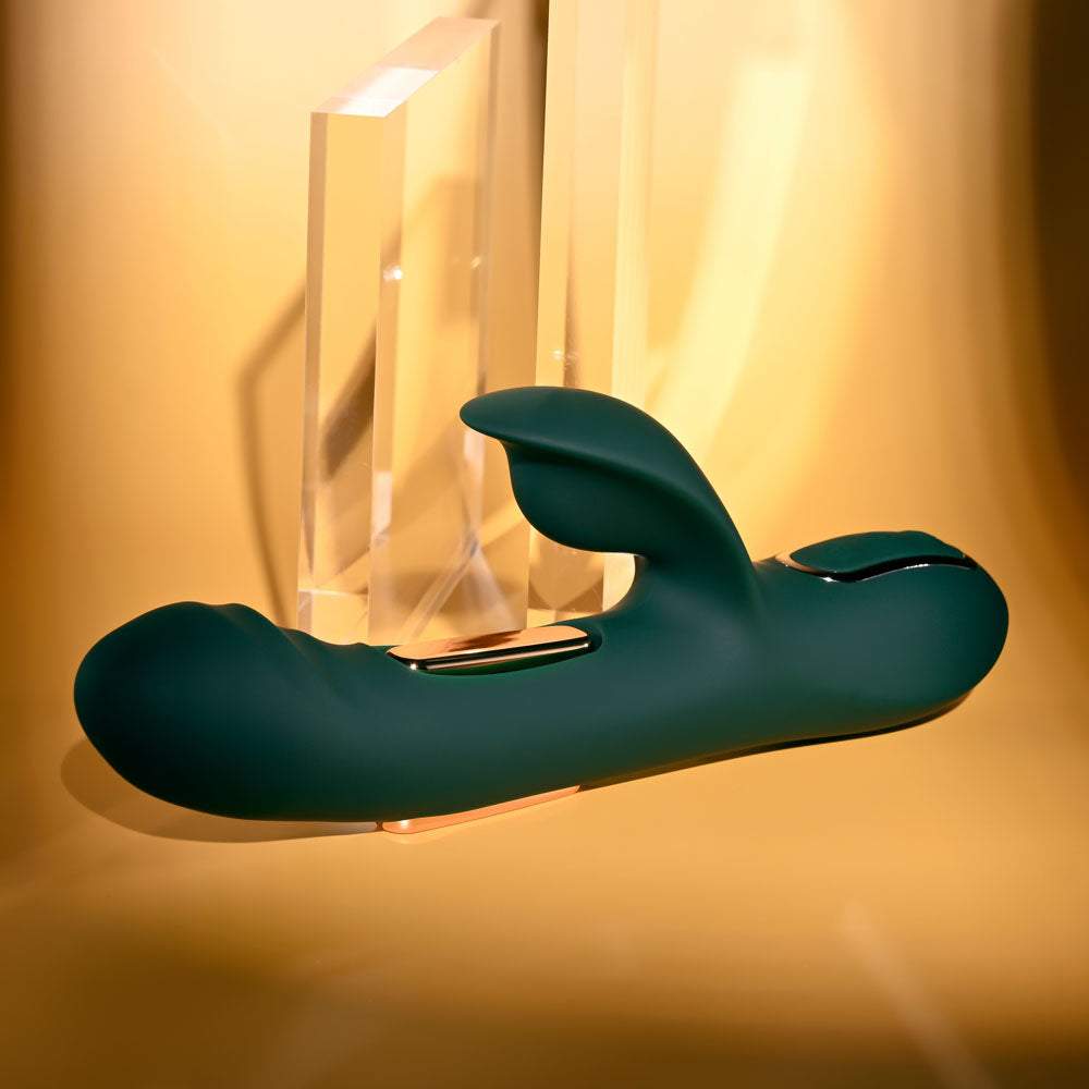Evolved HEART OF GOLD - Green USB Rechargeable Rabbit Vibrator Evolved