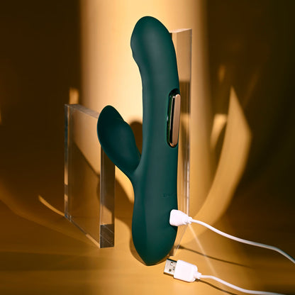 Evolved HEART OF GOLD - Green USB Rechargeable Rabbit Vibrator Evolved