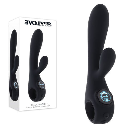 Evolved BLACK MAGIC - Black 20 cm USB Rechargeable Rabbit Vibrator with LED Screen Evolved