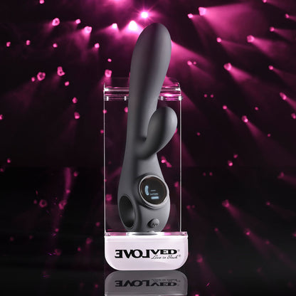 Evolved BLACK MAGIC - Black 20 cm USB Rechargeable Rabbit Vibrator with LED Screen Evolved