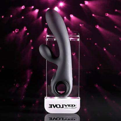 Evolved BLACK MAGIC - Black 20 cm USB Rechargeable Rabbit Vibrator with LED Screen Evolved