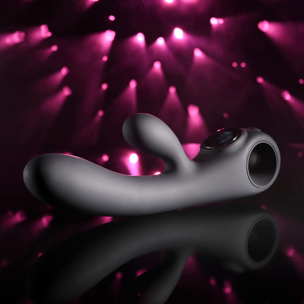 Evolved BLACK MAGIC - Black 20 cm USB Rechargeable Rabbit Vibrator with LED Screen Evolved